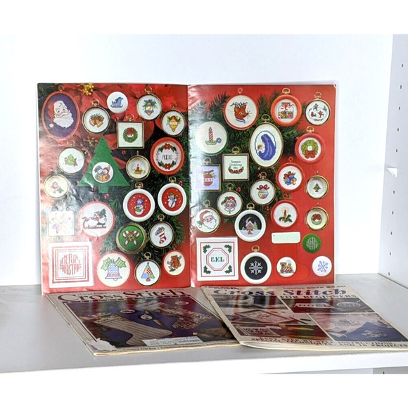 Vintage Cross Stitch Patterns Magazine Lot 3 Christmas Towels Horse - Picture 5 of 6